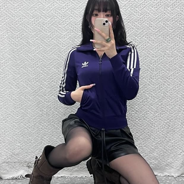 아디다스 Y2K 파이어버드 딱붙핏 포도맛 져지 집업 85 C12430