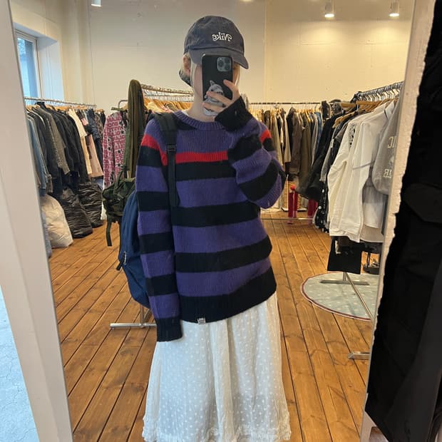 DOHC 퍼플 스트라이프 니트