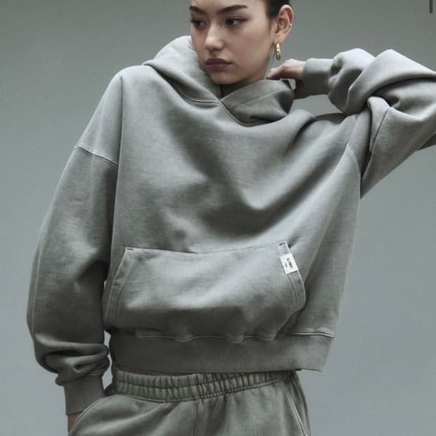 글로니 후드티 그레이 G CLASSIC WASHED BOXY HOODIE