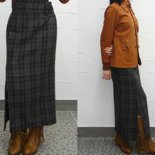 Brown vintage check skirt