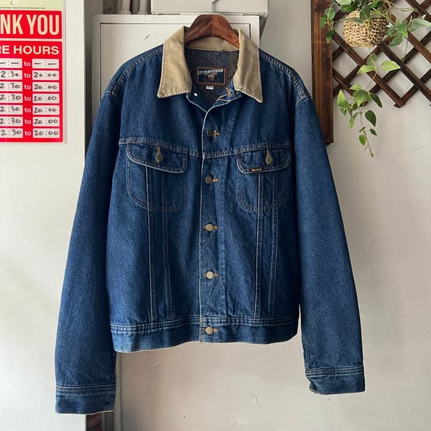 [XL]90's USA 빈티지 스톰라이더 타입 데님 트러커 자켓