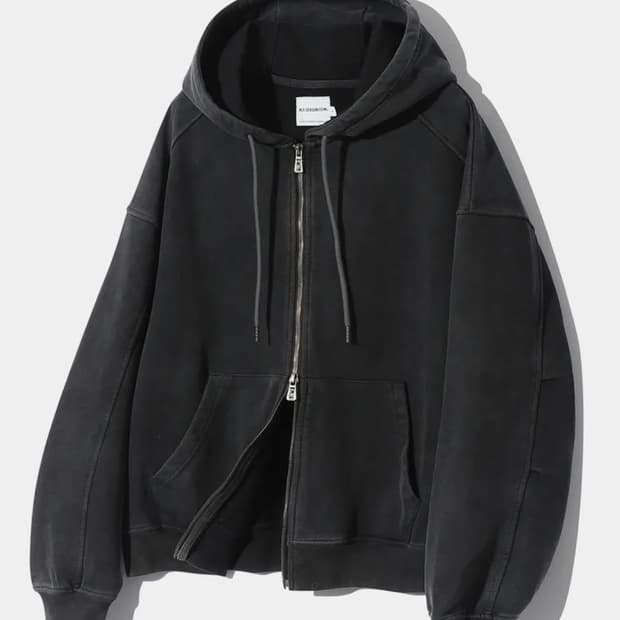 새상품 디미트리블랙 asl 피그먼트 후드집업 차콜 m