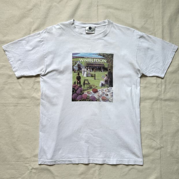 90s 윔블던 챔피언십 빈티지 그래픽 티셔츠 L made in USA