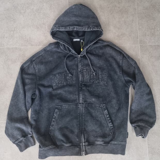 (새상품) 와키윌리 빅 아플리케 워싱 후드집업 차콜