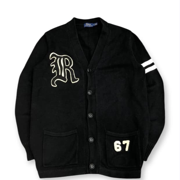 폴로 랄프로렌 바시티 패치 블랙 가디건