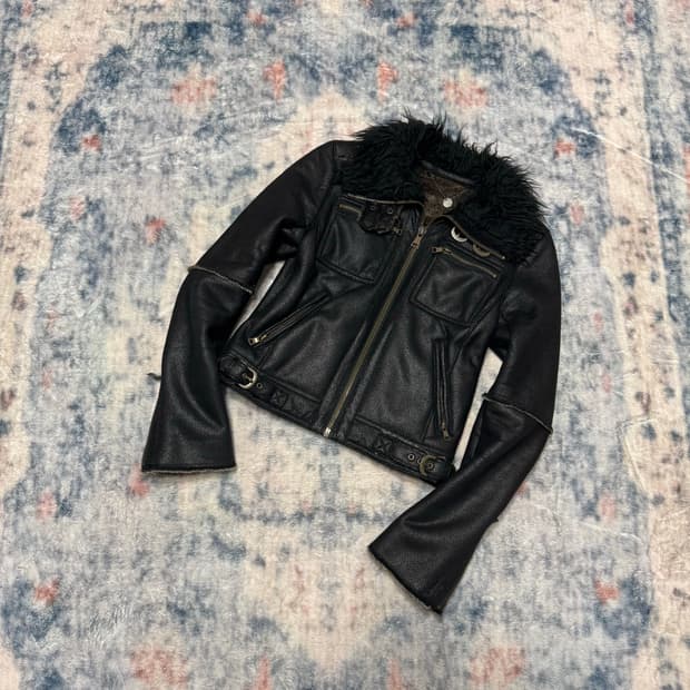 Japanese vkei crow fur jacket