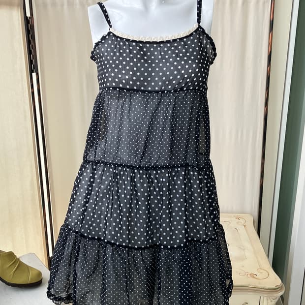 black dot crochet sheer dress