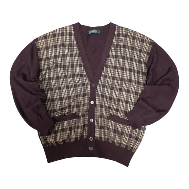✨ (바배) 인디안 버건디 체크 니트 가디건 