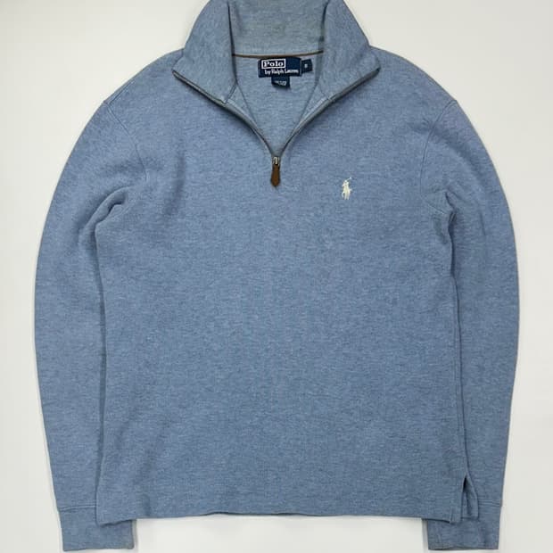 폴로 스카이블루 니트 반집업