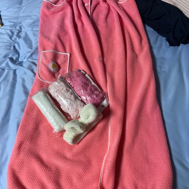 샤워 가운  + 헤어밴드4개+ 손목밴드 1세트