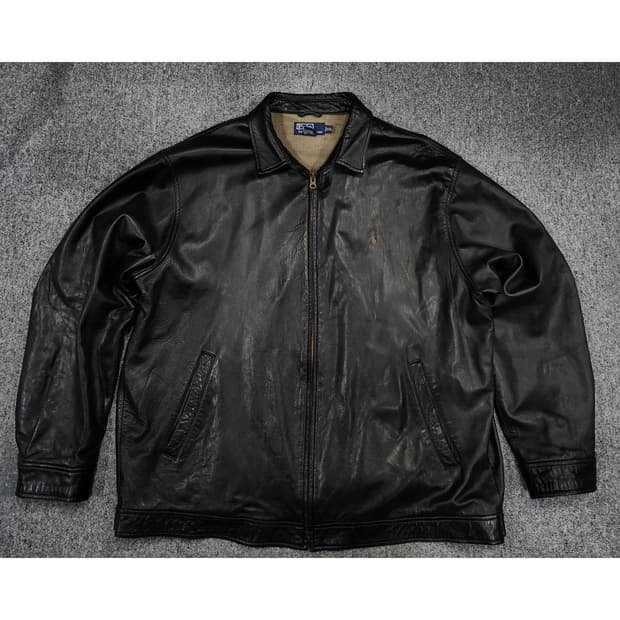폴로 랄로렌 맥스웰 가죽 집업 자켓 레더자켓 XXL