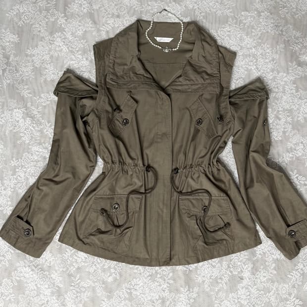 카키 투웨이 야상 자켓