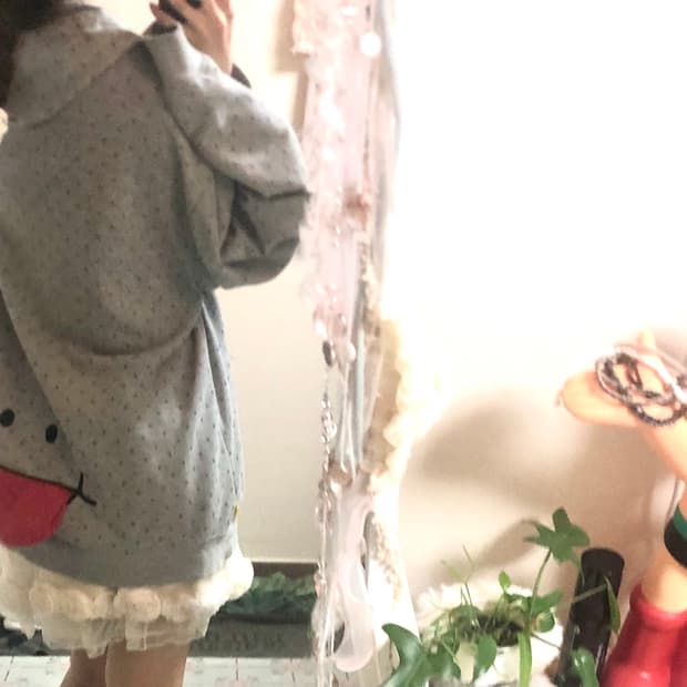 업스마일 도트 후드티