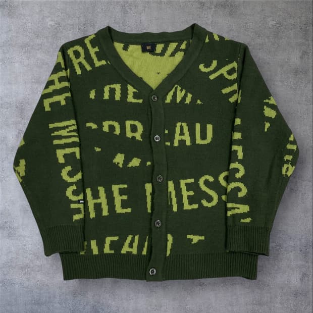 브라운브레스 그린 컬러 스펠아웃 가디건