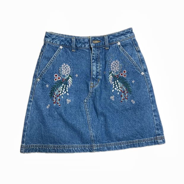 빈티지 자수 청치마