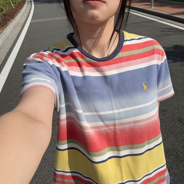폴로 랄프 로렌 멀티 스트라이프 크루넥 티셔츠
