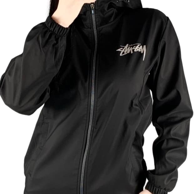 스투시 블랙 바람막이 후드 자켓
