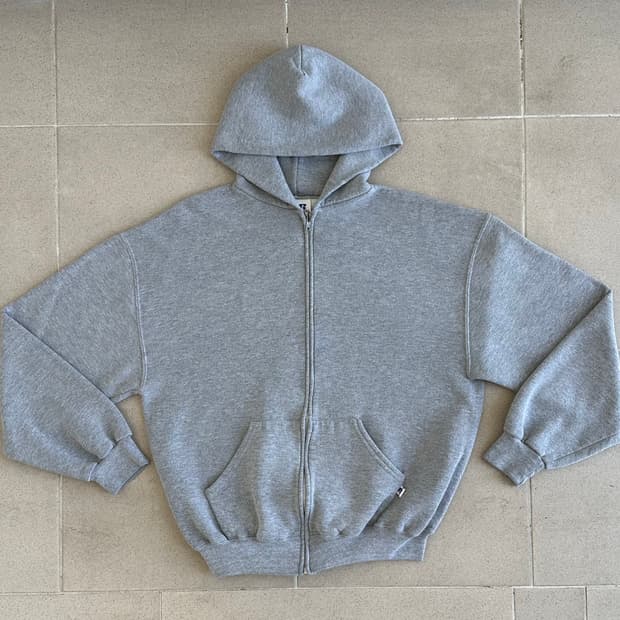 00s 빈티지 러셀 후드집업 그레이 L