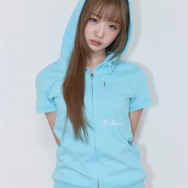 러브이즈트루 SY ANGEL HOOD ZIP UP(BLUE)