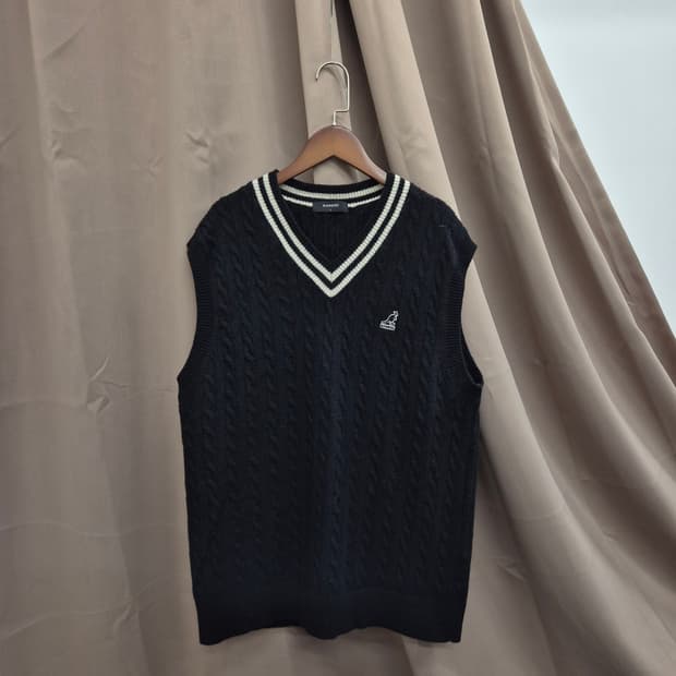 캉골 케이블 브이넥 니트 조끼 L