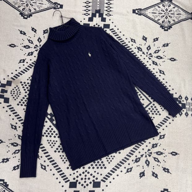 폴로 랄프로렌 울 캐시미어 터틀넥 꽈배기 니트 XS P00049