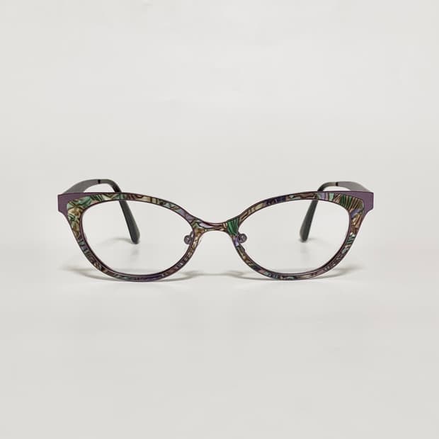 1001 빈티지안경 캣아이 긴다리 가벼운 메탈 마블 패턴 퍼플 멀티 컬러