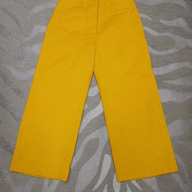 프로앤자 슐러 옐로우 자카드 와이드 레그팬츠 