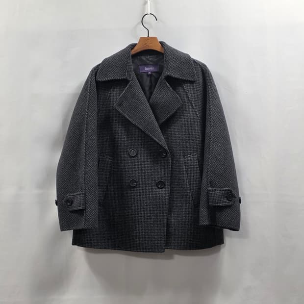 1661 LAUREL 여성 울 블렌드 하운드체크 더블 코트 S