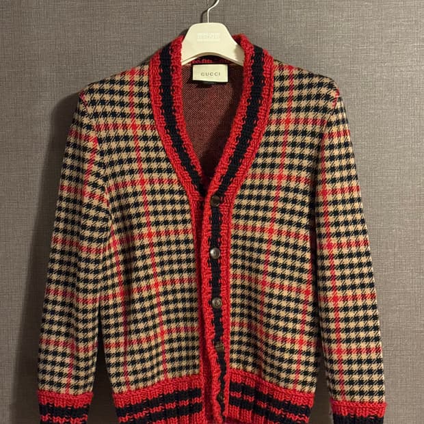 구찌 GUCCI 체크 가디건 S 정품