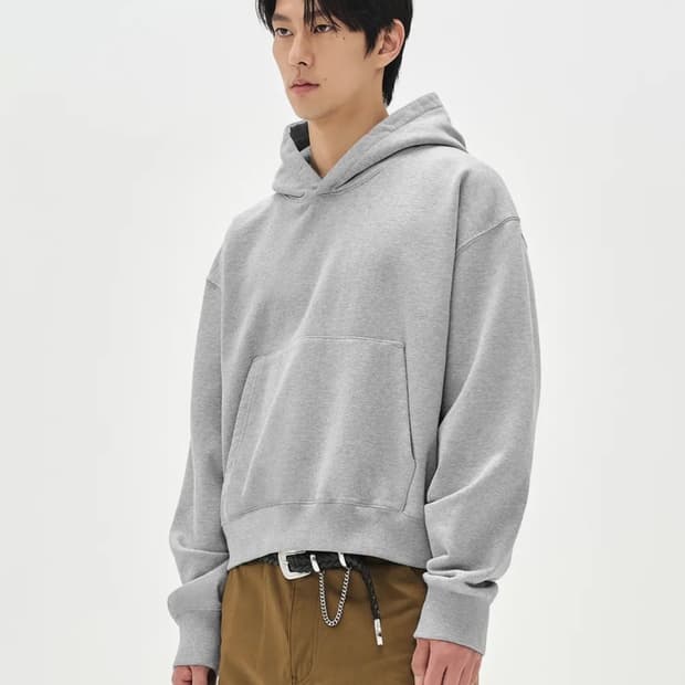 (XL) 소버먼트 780G 솔리드 크롭 후드-8%멜란지 그레이-