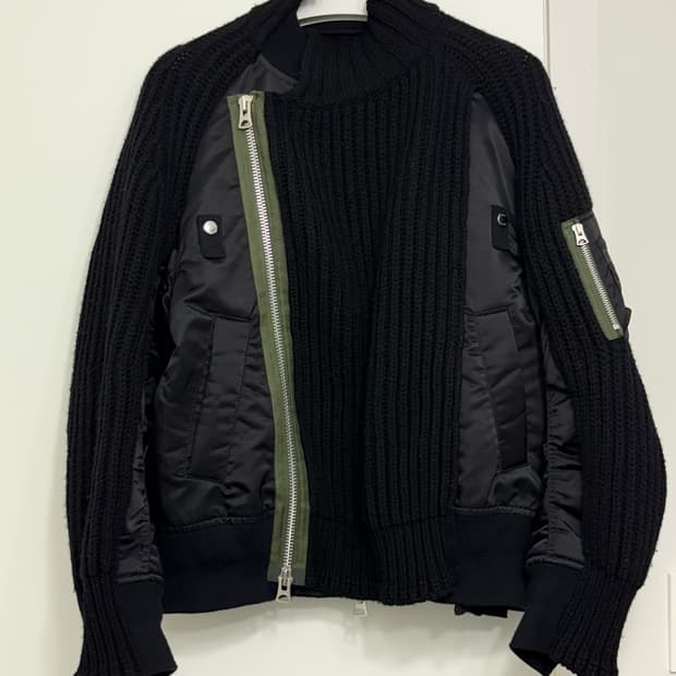 사카이 믹스 니트 봄버 자켓