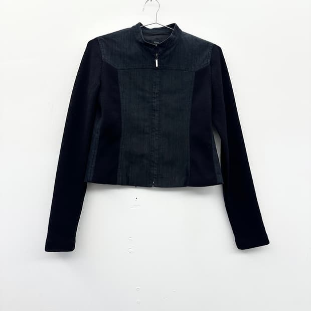 Ribbed mix denim jacket