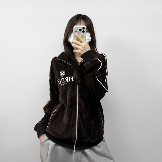 lasula jpn 일본 빈티지 벨벳 트랙 자켓 초코브라운