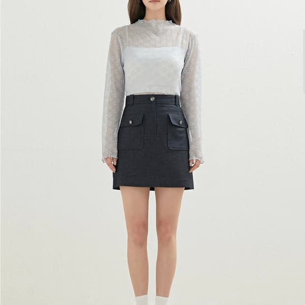 (28)여성 로엠 포켓 미니스커트 네이비
