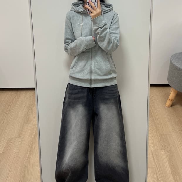 나이키 스우시 자수로고 그레이 후드집업