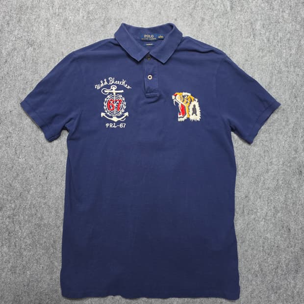 폴로 랄프로렌 에어본 타이거 드래곤 자수 커스텀핏 PK 카라 반팔티 L