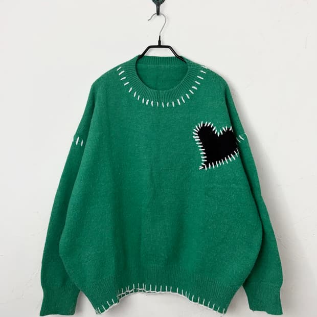 JPN 하트 스티치 니트