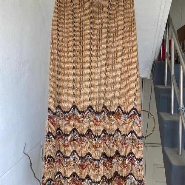 울 에스닉 패턴 롱 스커트