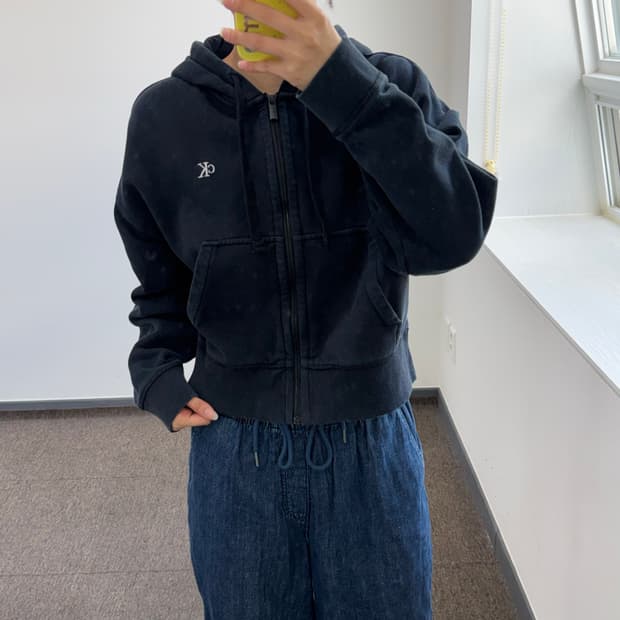 Calvin Klein 캘빈클라인 스몰로고 블랙 후드집업 