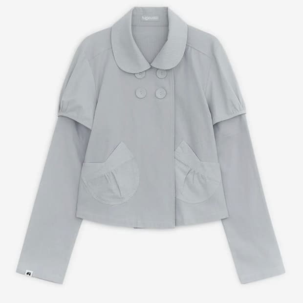 새상품) 허그유어스킨 디테쳐블 라운드 자켓 (그레이쉬 블루)