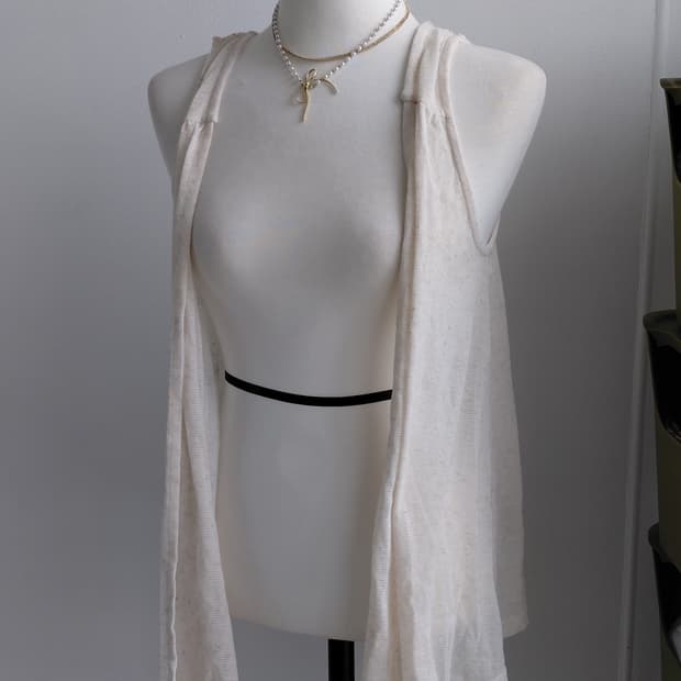 [빈티지] 아이보리색 롱 가디건 조끼