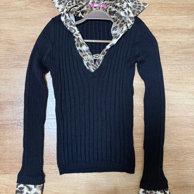 마즈 호피 니트 탑 갸루