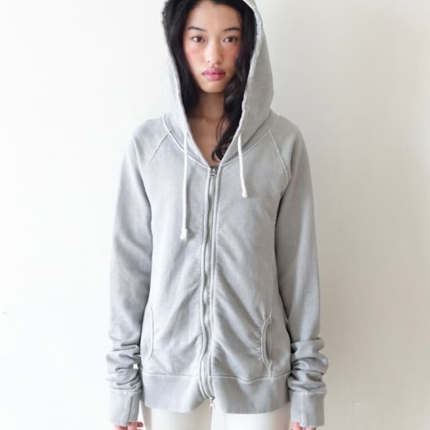샵페어리 워시드 릴리 후디 후드집업 그레이