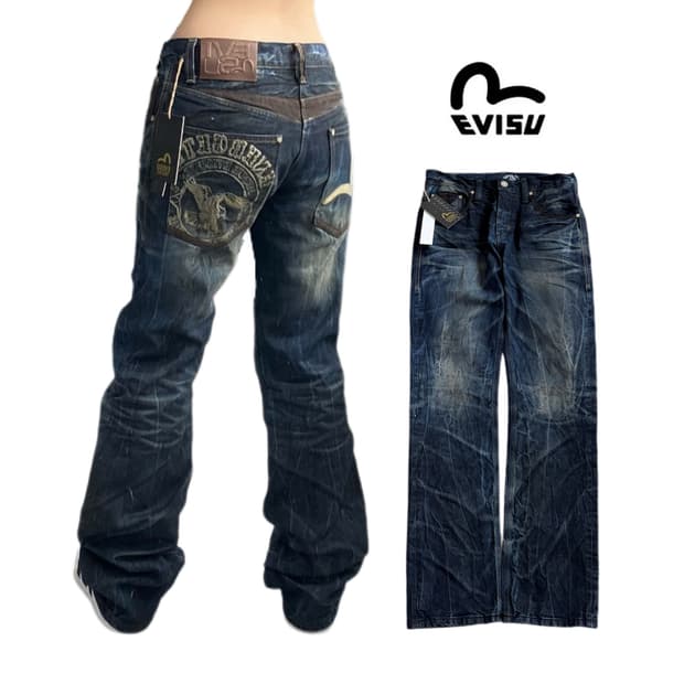 *새상품* 에비수 새깅 워싱 자수 데님팬츠