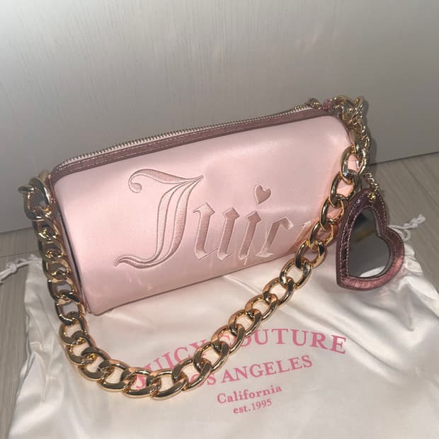 쥬시꾸뛰르 핑크 새틴 원통백