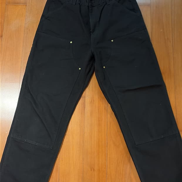 급처) 칼하트 WIP 디어본 캔버스 더블니 팬츠 블랙 린스드 34 32