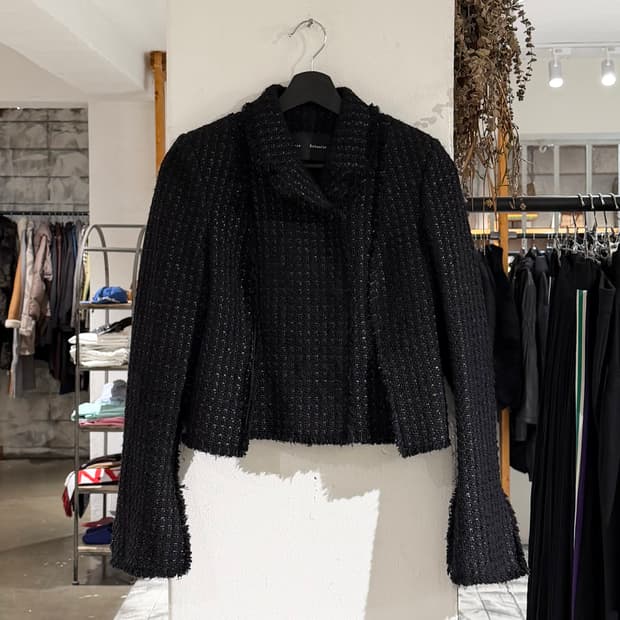 프로엔자 슐러 블랙 트위드 크롭 자켓