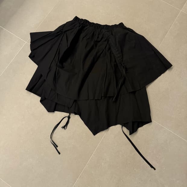 [ONE SIZE] 나체 레이어드 드레이핑 스커트 블랙