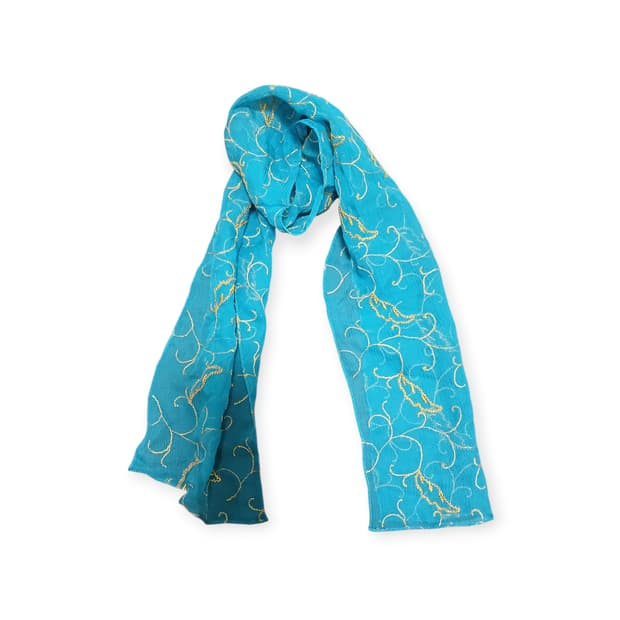 모리걸 자수 패턴 블루 스카프 