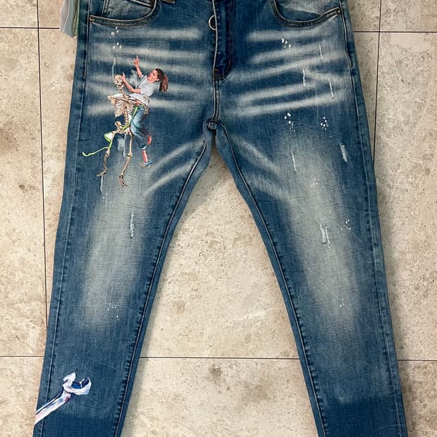 Off-White 프린팅 데님 청바지 34 정품